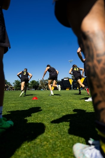 Dion Prestia, Harry Armstrong, Liam Fawcett - AFL Training November 24-2