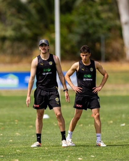 Jonty Faull, Sam Grlj - AFL Training November 28