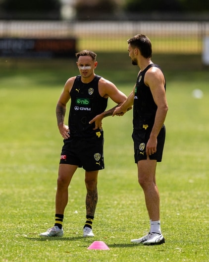 Josh Gibcus, Rhyan Mansell - AFL Training November 28