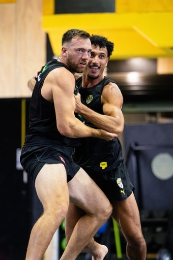 Mykelti Lefau, Noah Balta - AFL Tackling Practice, January 19